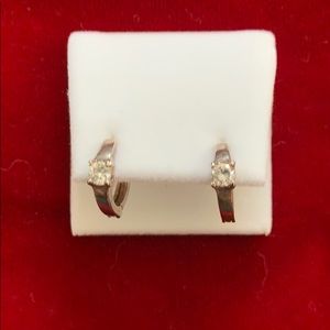 Sterling silver CZ huggie hoops 15mm from Mexico